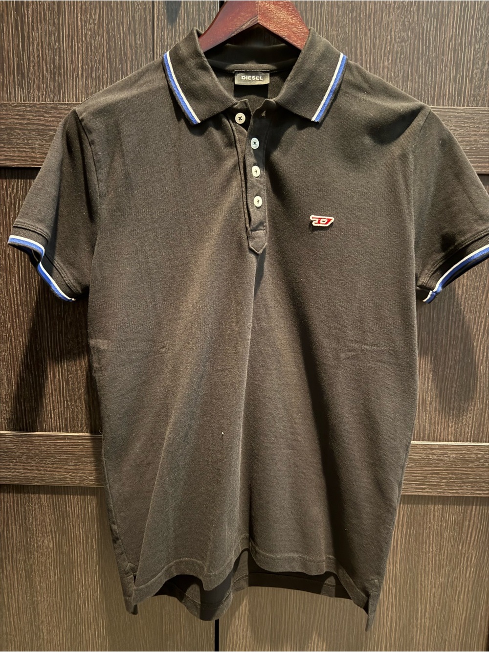 Diesel Black Polo with Blue Accent Trim